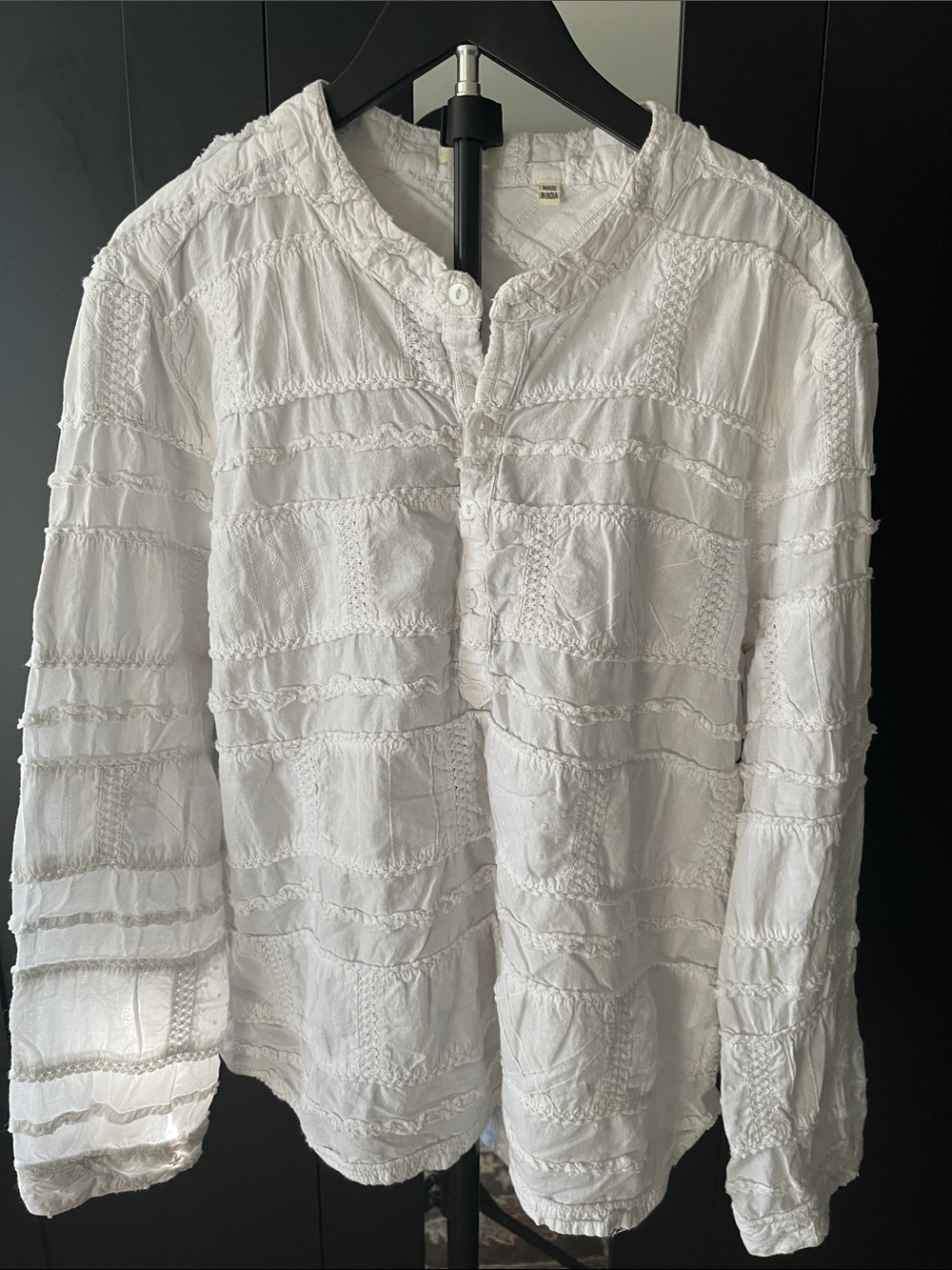dylan White Textured Button-Front Blouse